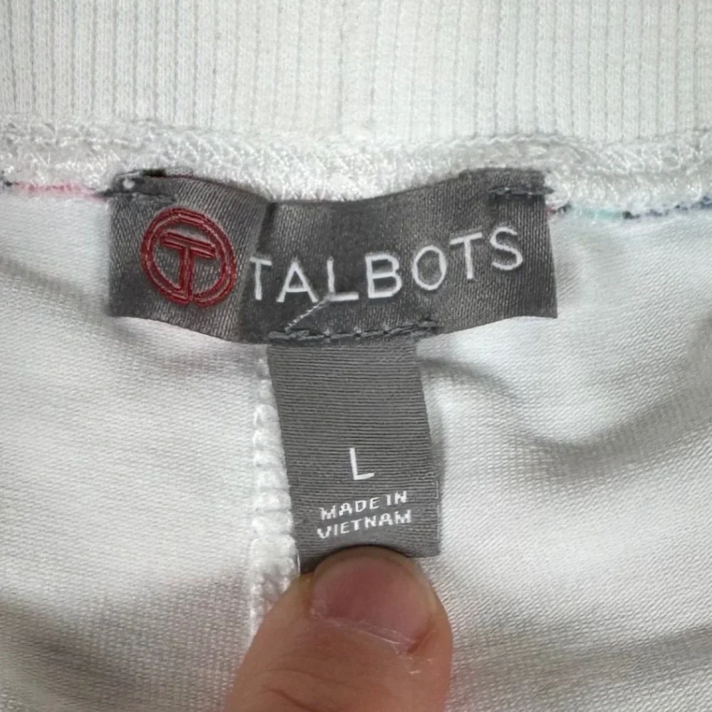 Talbots Women's Skort L Pink Blue Paisley Skort Elastic Waist Drawstring Pockets